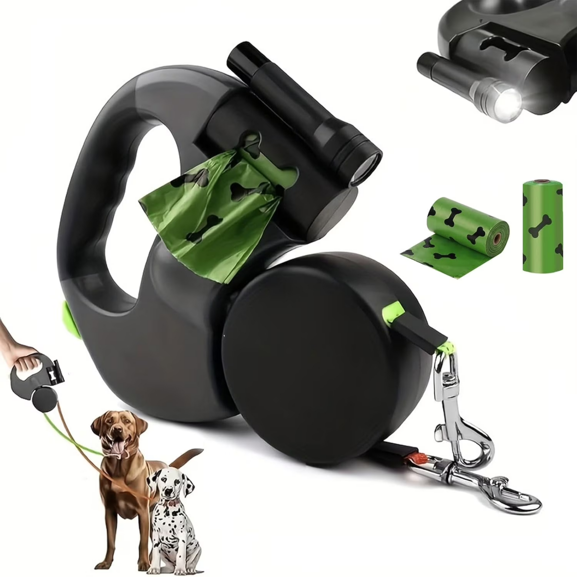 Dual Retractable Leash with LED